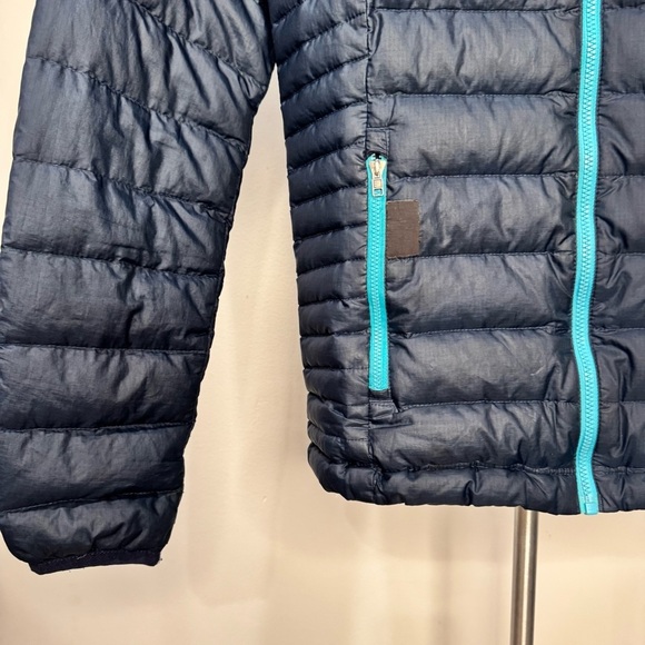 Patagonia Down Sweater Hoody Puffer Jacket Navy / Turquoise Blue Women’s XS - Picture 4 of 14